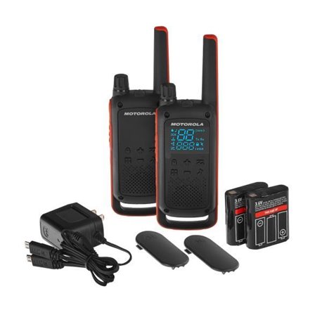 Motorola T82 Walkie Talkie Pack 2 Baterias Negro Naranja (Outlet)