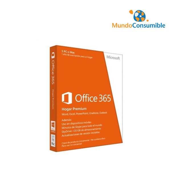 Microsoft Office 365 Hogar Premium - 5 Licencias - Instalacion En  Pc-Mac-Smartphone - Suscripcion An - Mundo Consumible Tienda Informática  Juguetería Artes Graficas